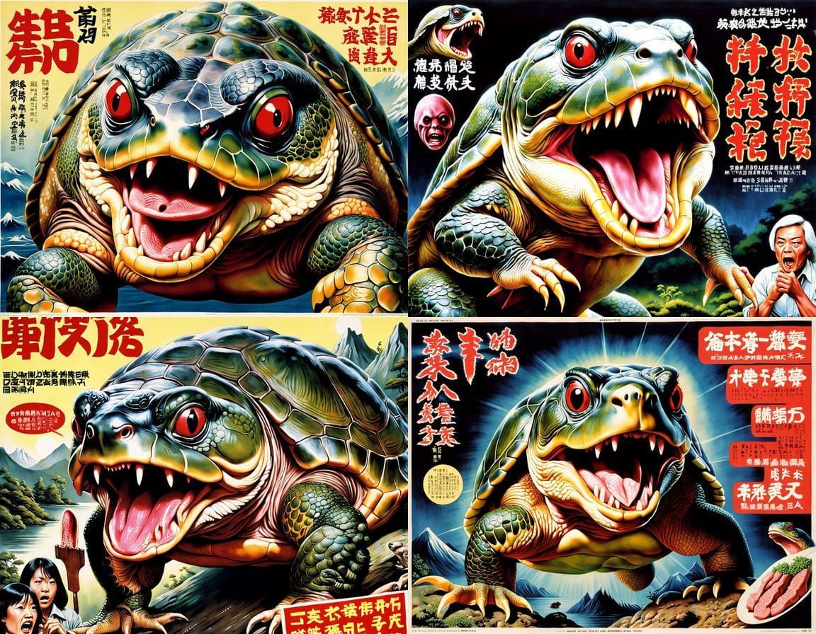 Grotesque 1970s Horror Poster Featuring a Mutant Terrapin