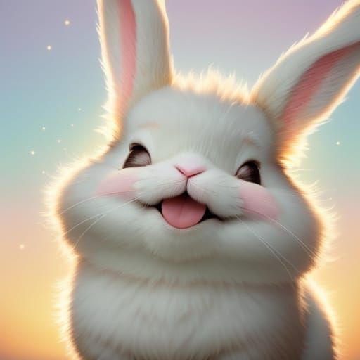 Laughing Bunny in Whimsical Digital Painting Style