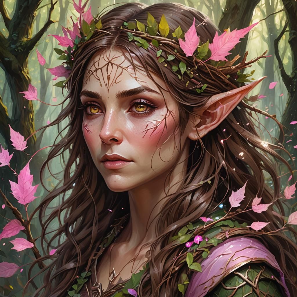 Wood Elf Sorcerer Portrait in Whimsical Style
