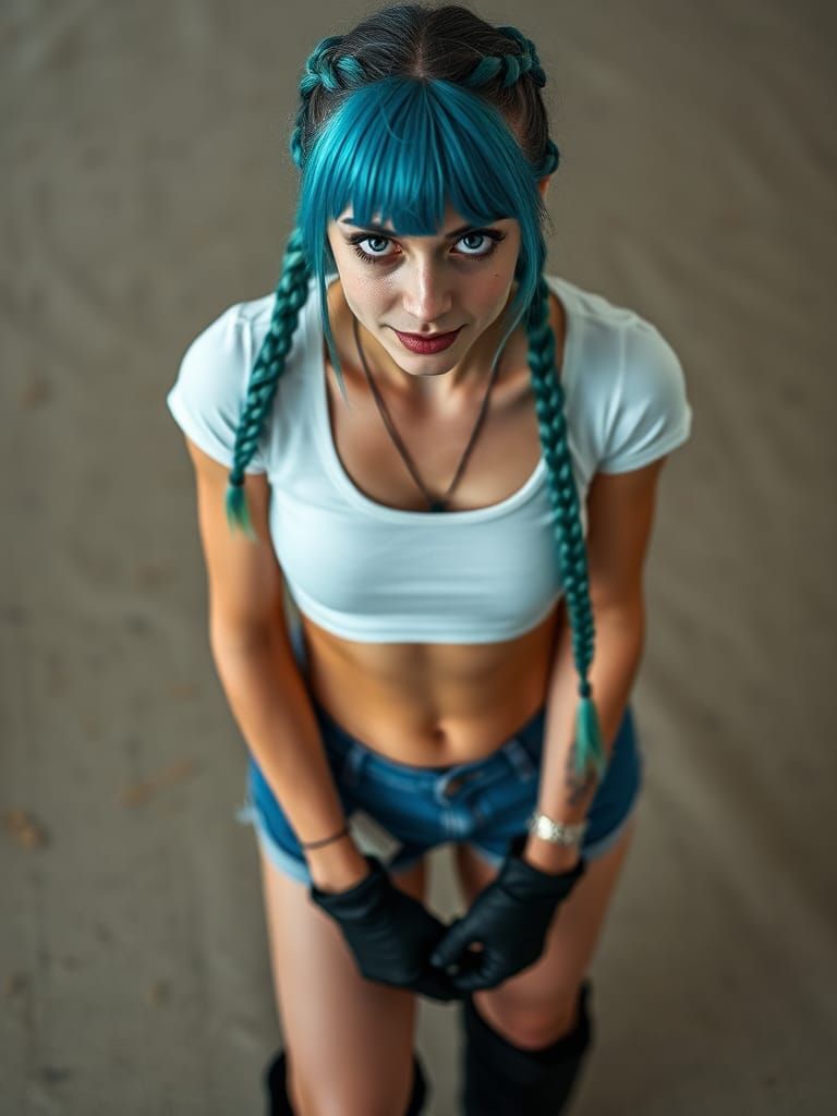 Blue-Haired Woman in Editorial Photoshoot