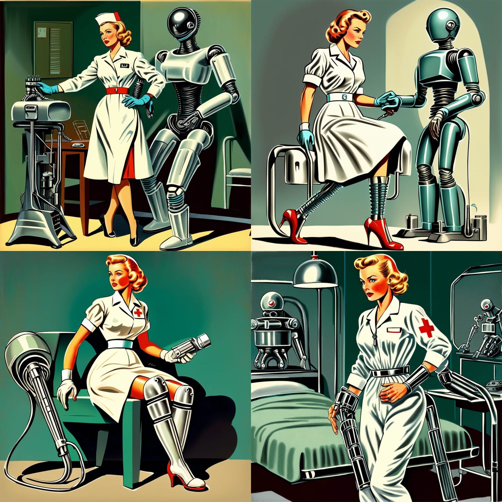 Retro Sci-Fi Nurse with Bionic Limbs