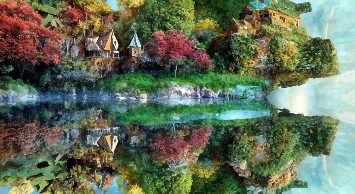 Magical Faerie Village Treehouses in Sci-Fi Fantasy Style