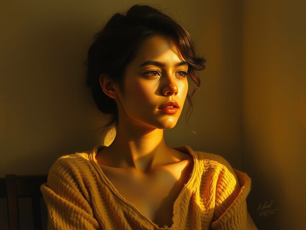 Quiet Contemplation in Warm, Golden Light