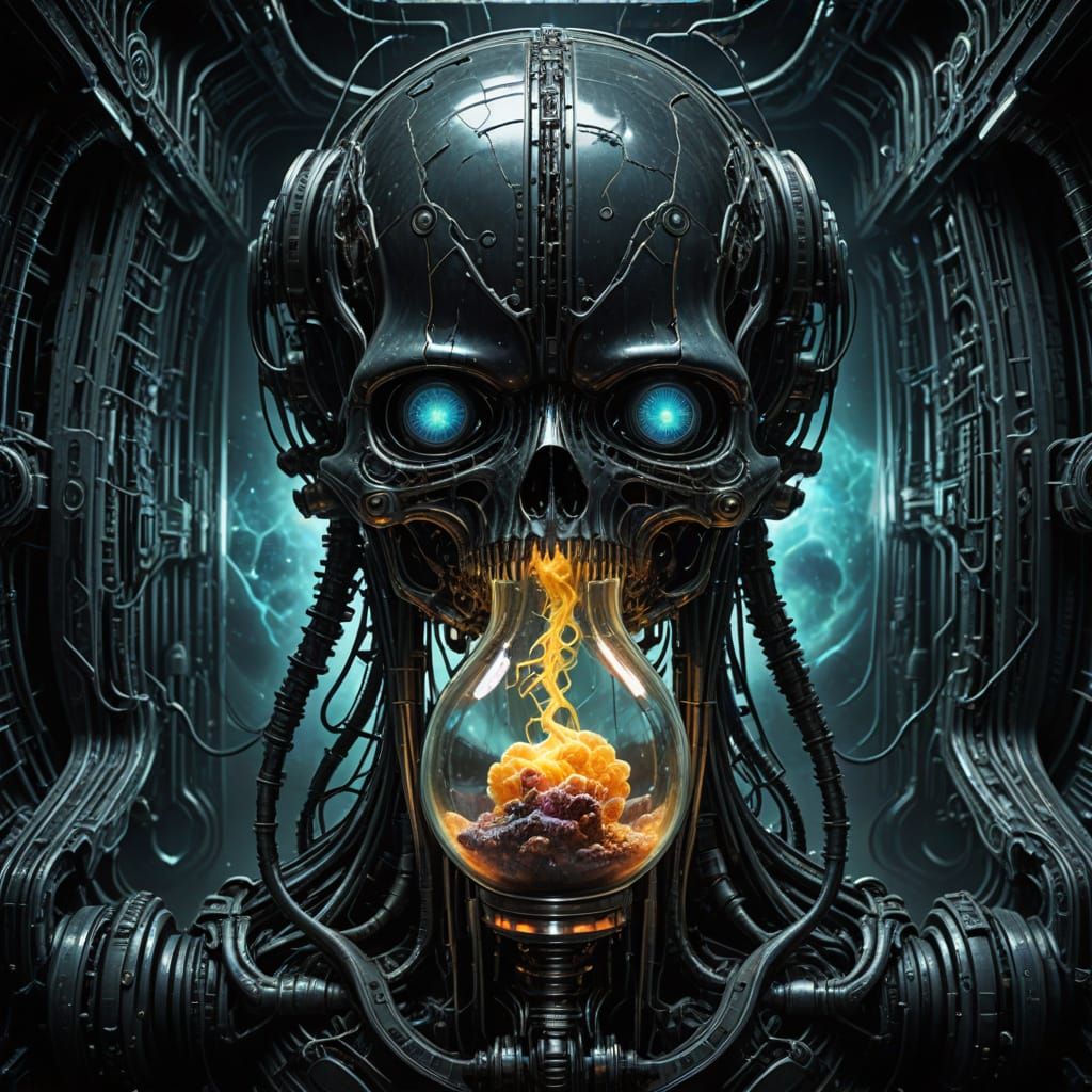 Ethereal Neon Hourglass: Galaxy and Planets in Bioluminescen...