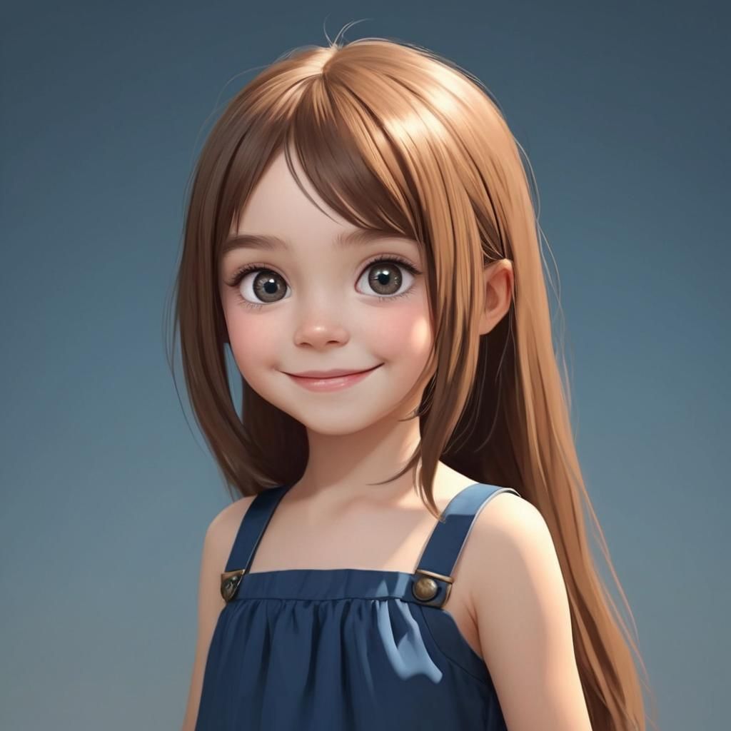 Smiling Girl Portrait with Enlarged Eyes
