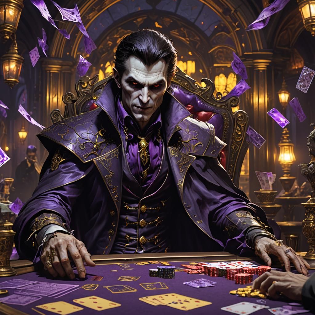 Vampire Poker Game in Dark Fantasy Style