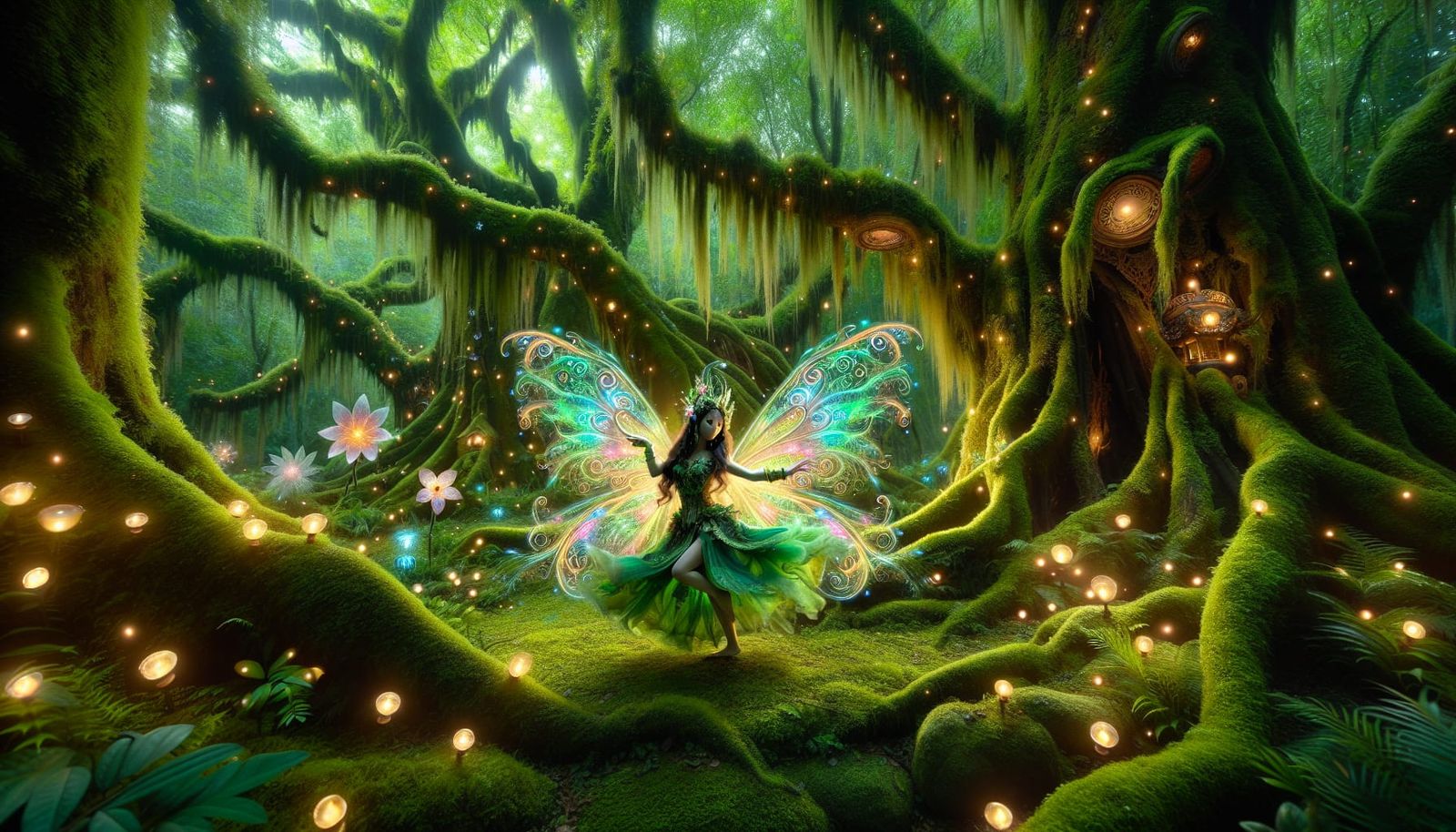 A vibrant fantasy forest