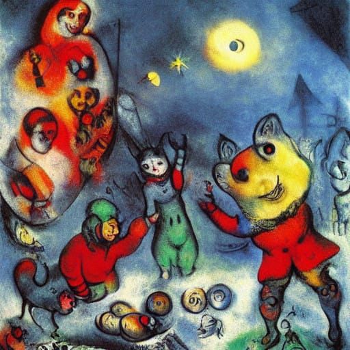 Surreal Rabbit Toasts Nuclear Apocalypse in a Vibrant Cosmic...