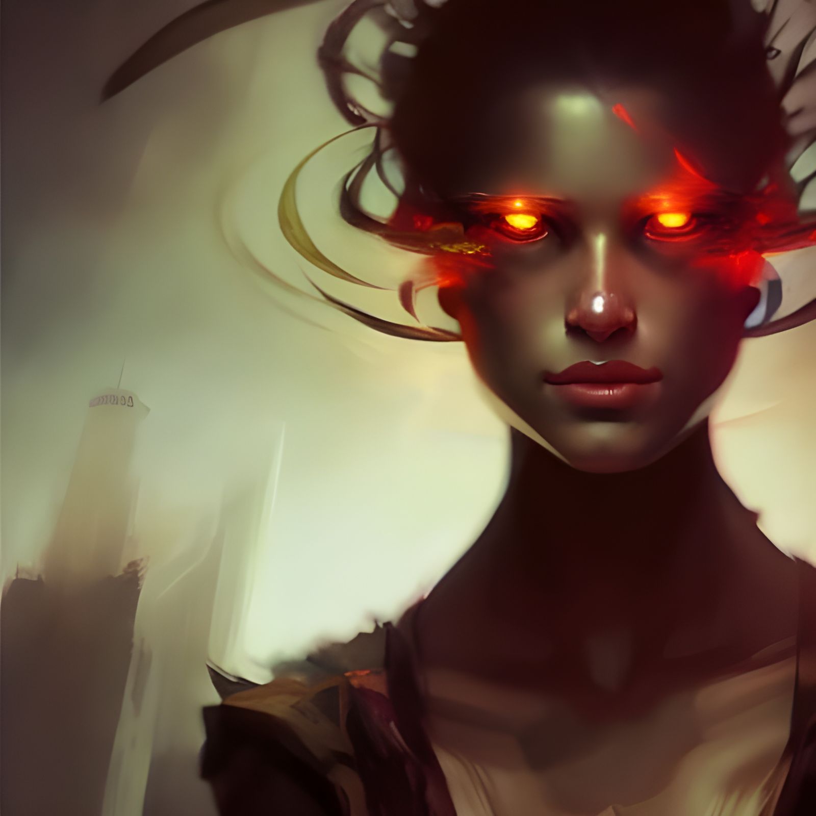 Fiery Eyes Portrait in Hyperdetailed Art Style
