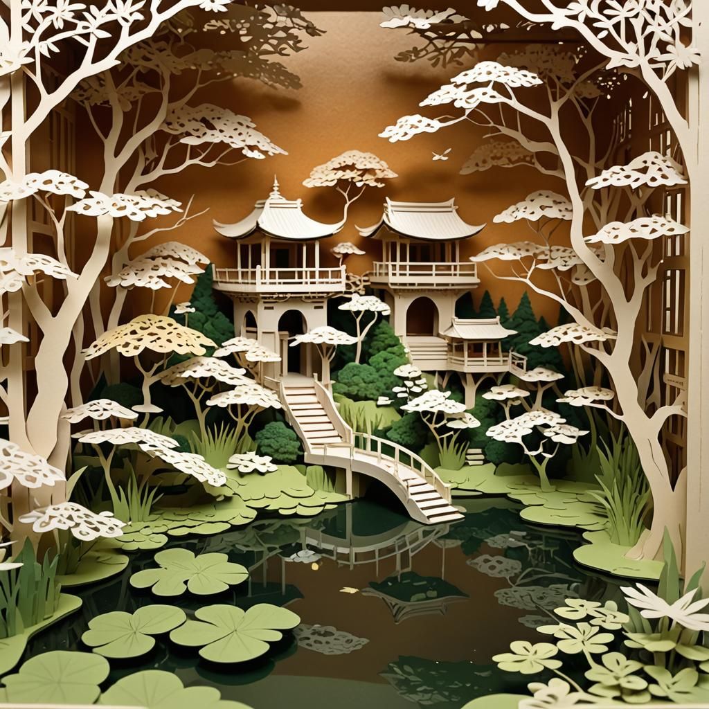Japanese Garden Kirigami Popup Card