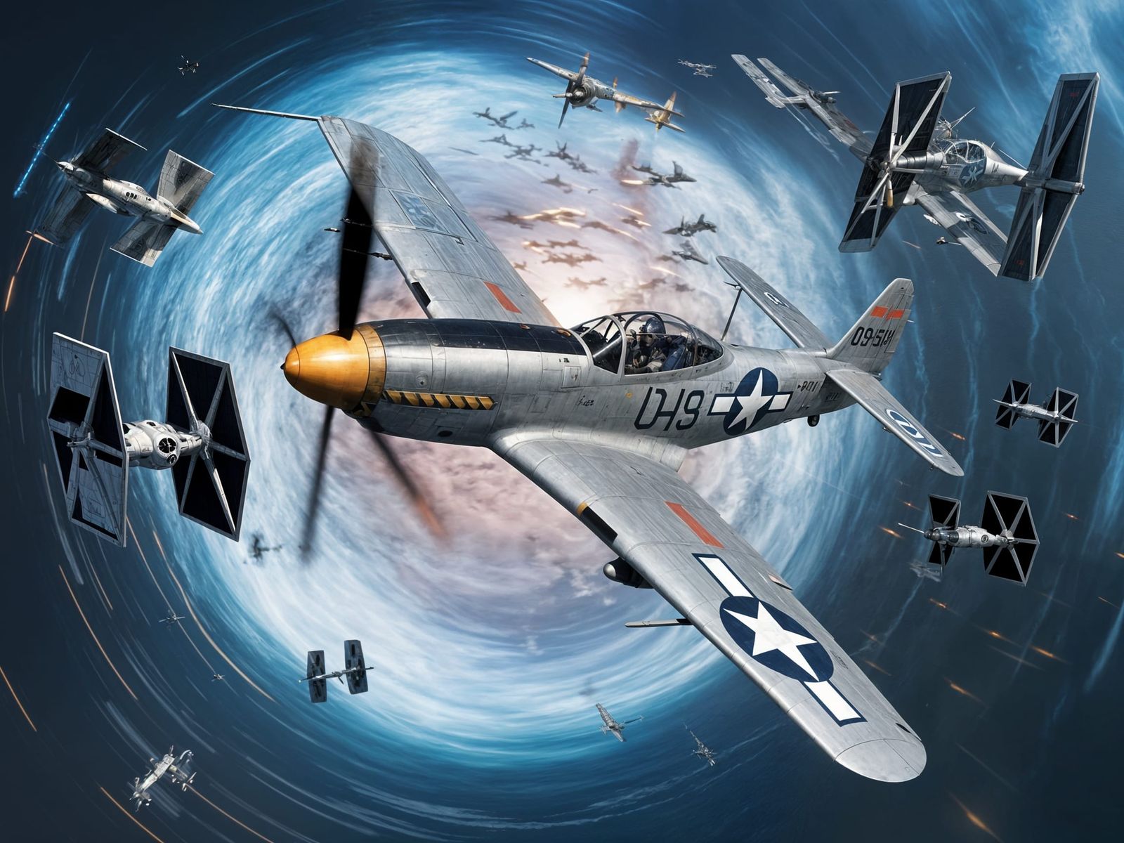 WWII P-38 Lightning Battles Star Wars TIE Fighter in Epic Do...