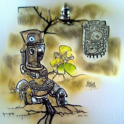Ancient Robot in a Desolate Landscape