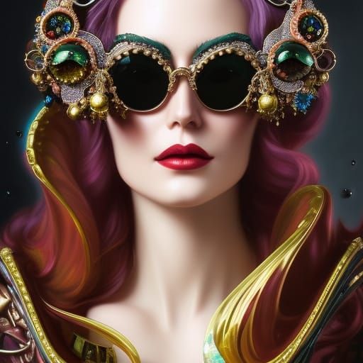 Bejeweled Gothic Glasses Portrait in Expressionist Style