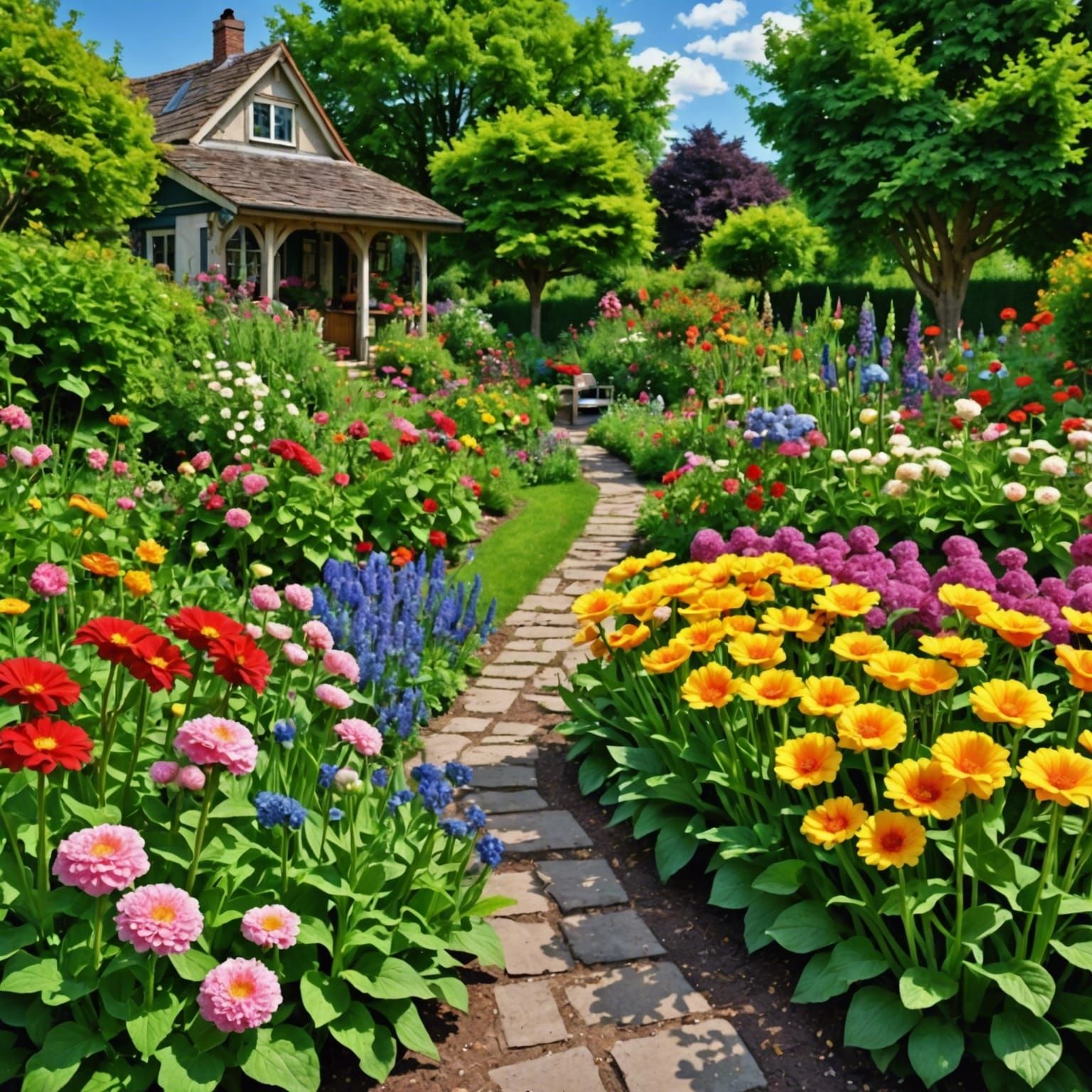 Hyperrealistic Flowered Garden in HDR Photography