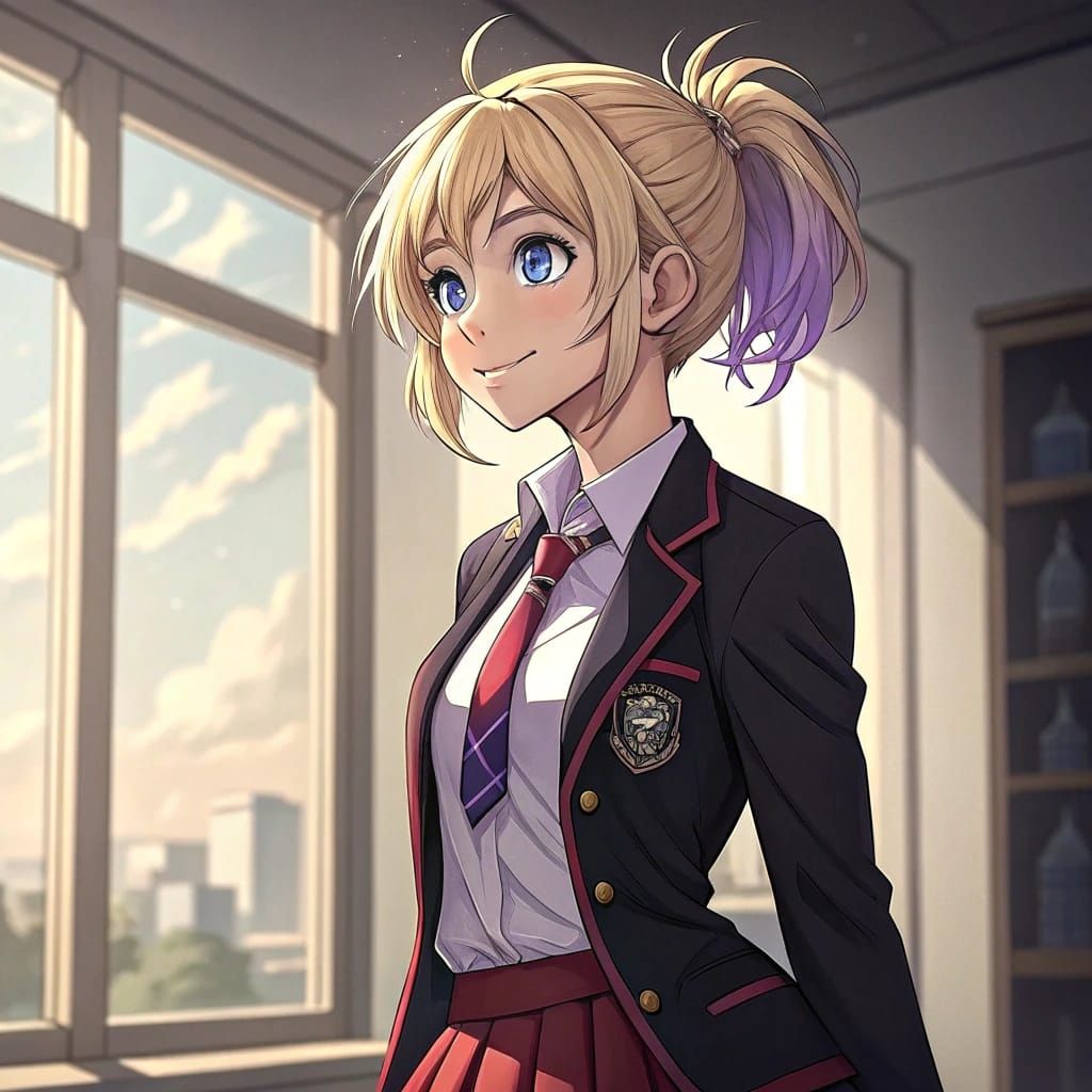 Anime Style Girl in Elegant City View