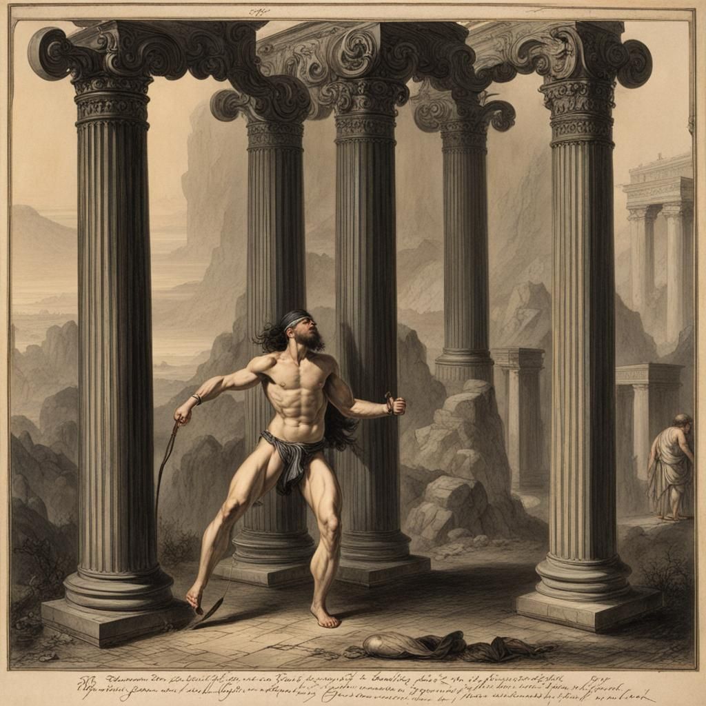 Samson Blinded Between Pillars in Ancient Times