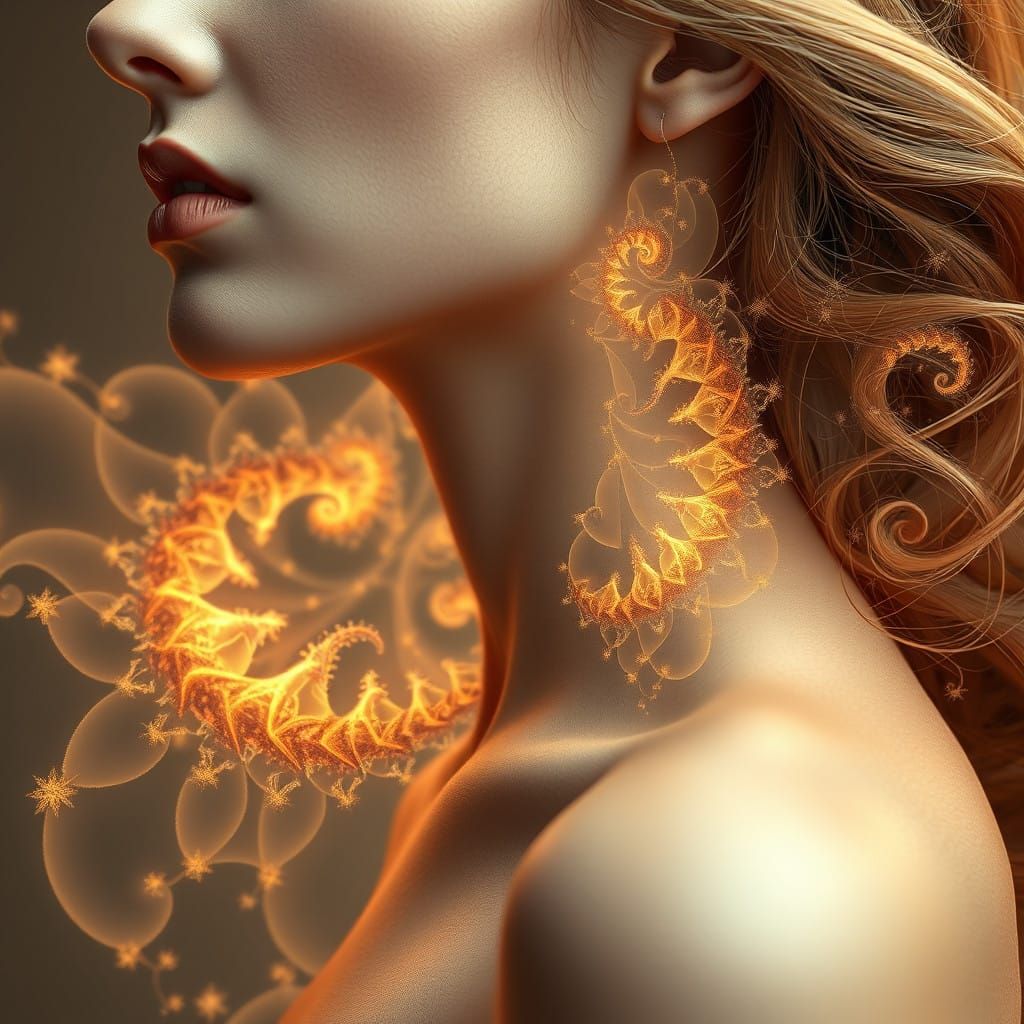 Feminine Fractal Bloom in Soft Golden Light