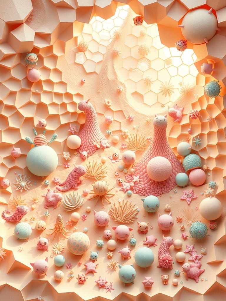 Pastel Whimsy in Honeycomb Dreamscape