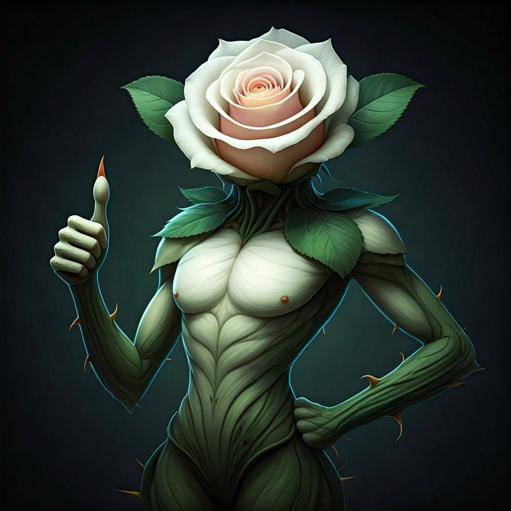 Ethereal Rose Monster Smiles Confidently