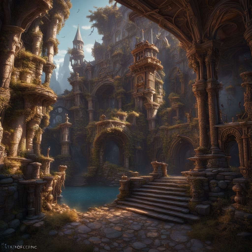 Detailed Matte Painting in Deep Color
