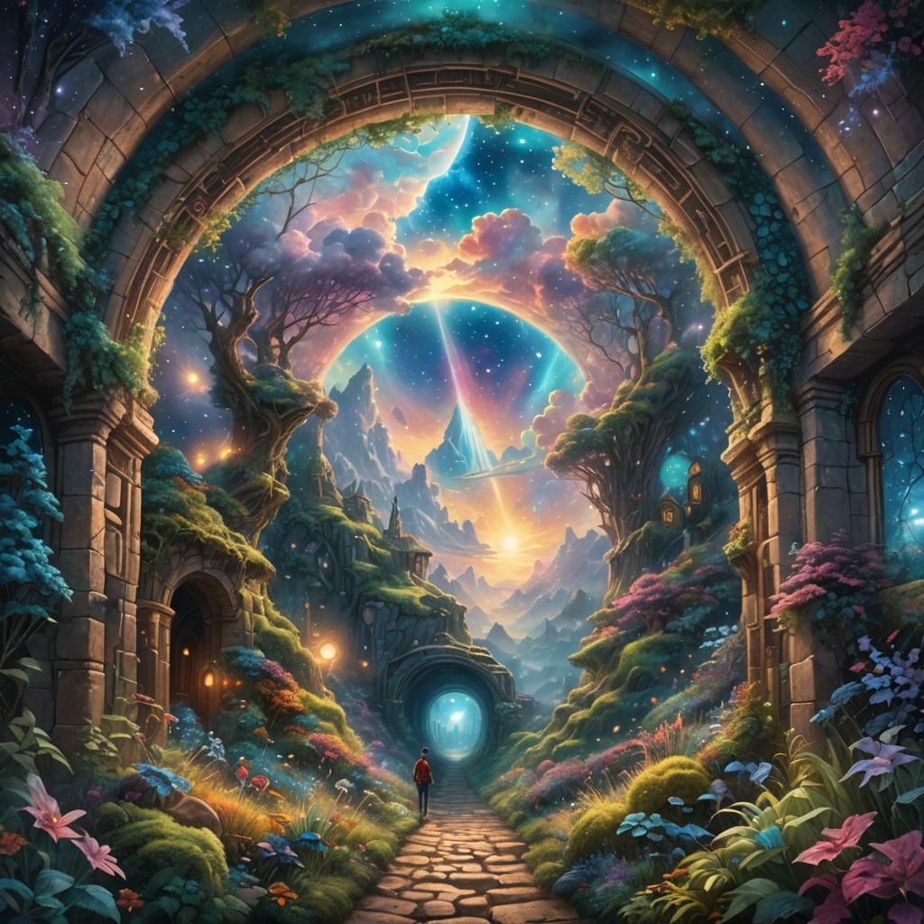 Cosmic Tunnel in the Sky: Holographic Astral Illustration