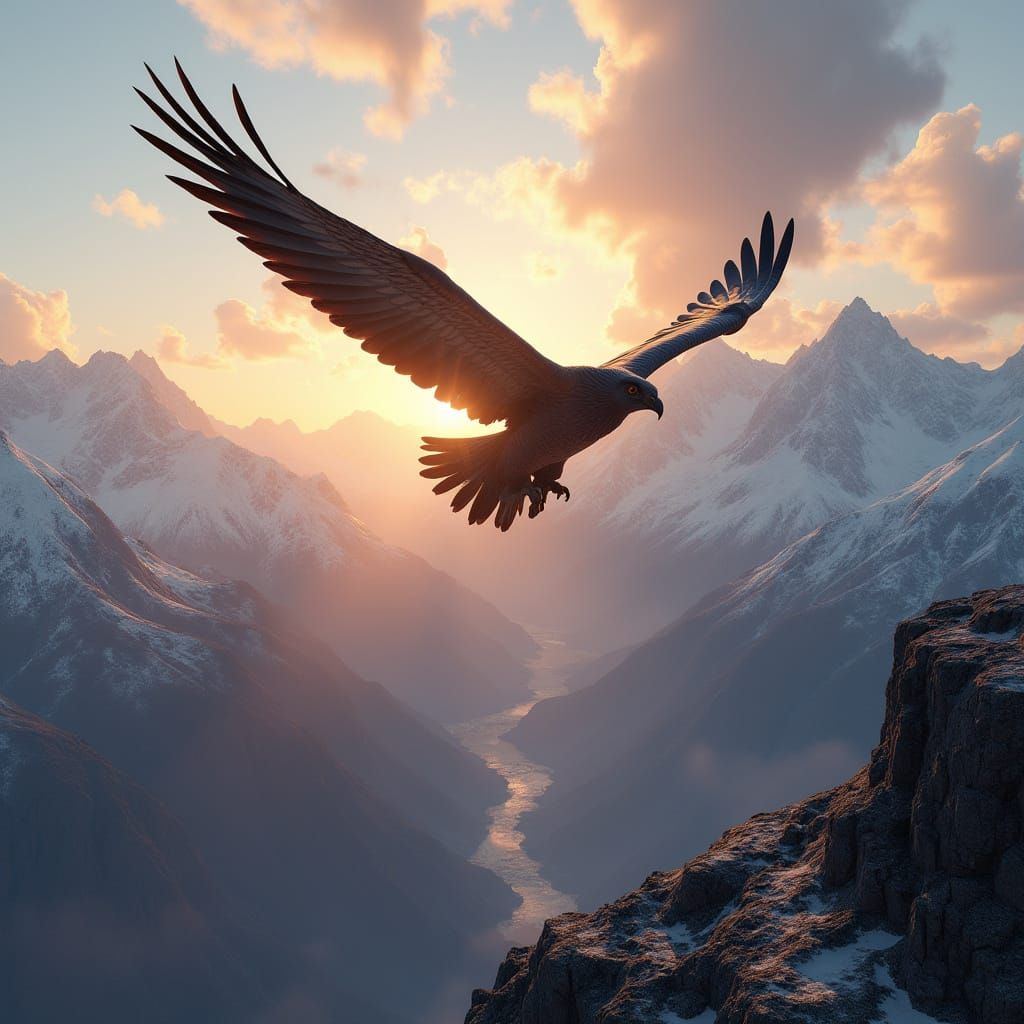 Majestic Andean Condor soars through the Andes in Hyperreali...