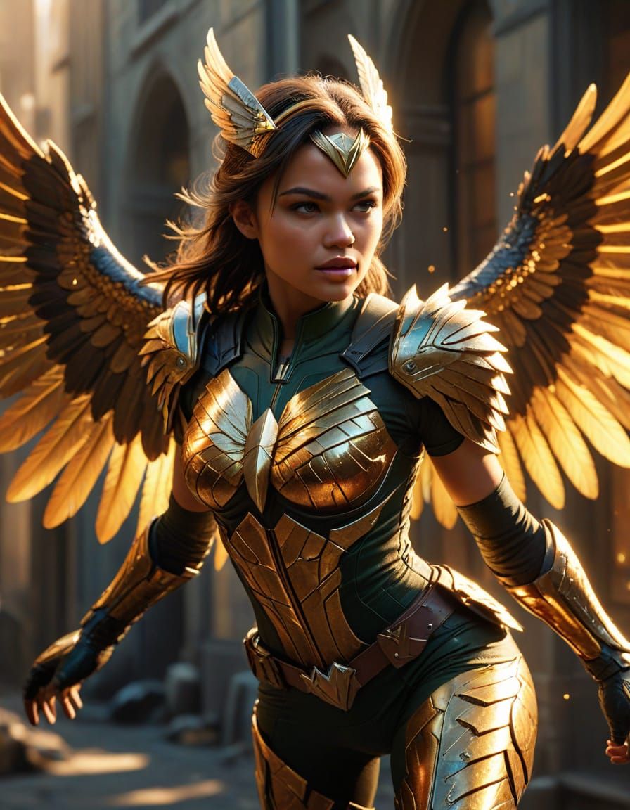 Ethereal DC Superheroine Soars with Radiant Wings