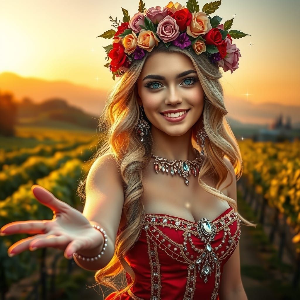 Enchanting Whimsical Fairy Tale Scene with Floral Crown