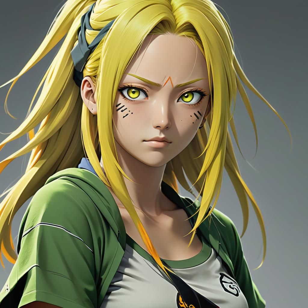 Tsunade Portrait with Yellow Hair, Art Nouveau Style