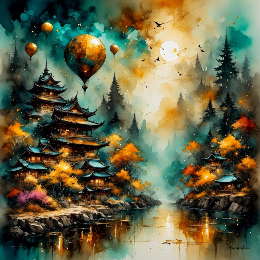 Water Ink and Pencil Style AI Art