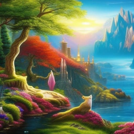 Sci-Fi Alien Zen Garden with Cosmic Sky