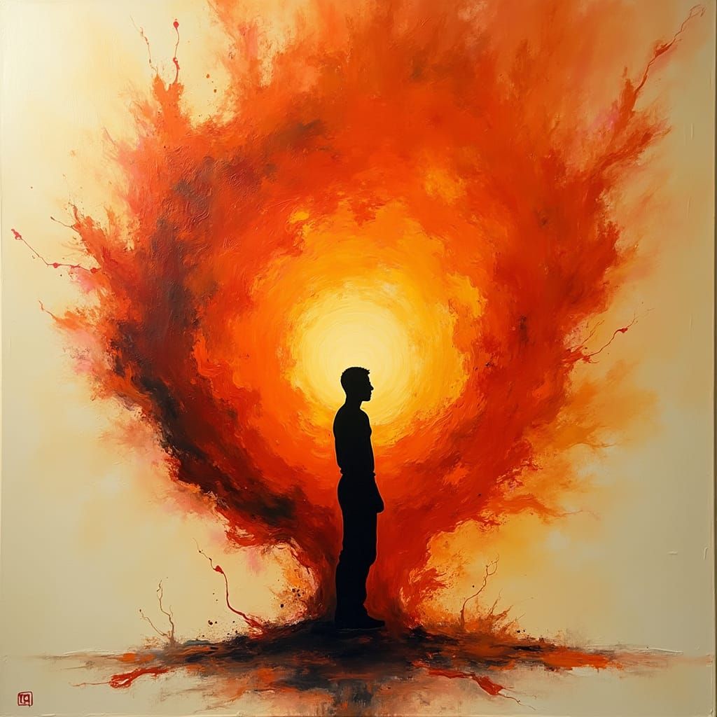 Powerful Figure Merges with Blazing Vortex in Expressionist ...