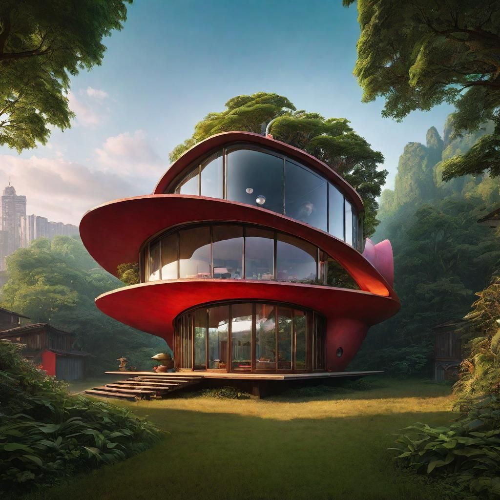 Whimsical Abstract Home: Surreal Photorealistic Architecture
