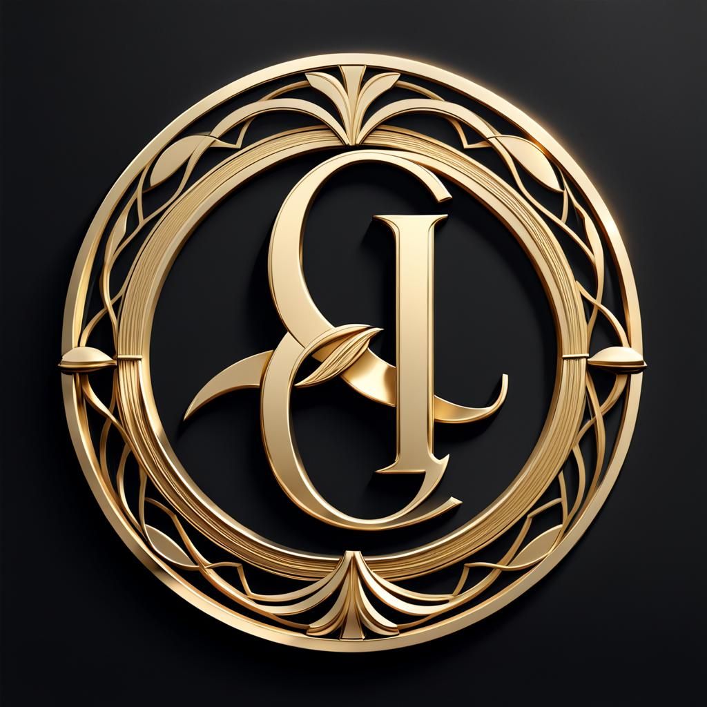 Elegant Art Deco Logo with Golden Intertwined Letters