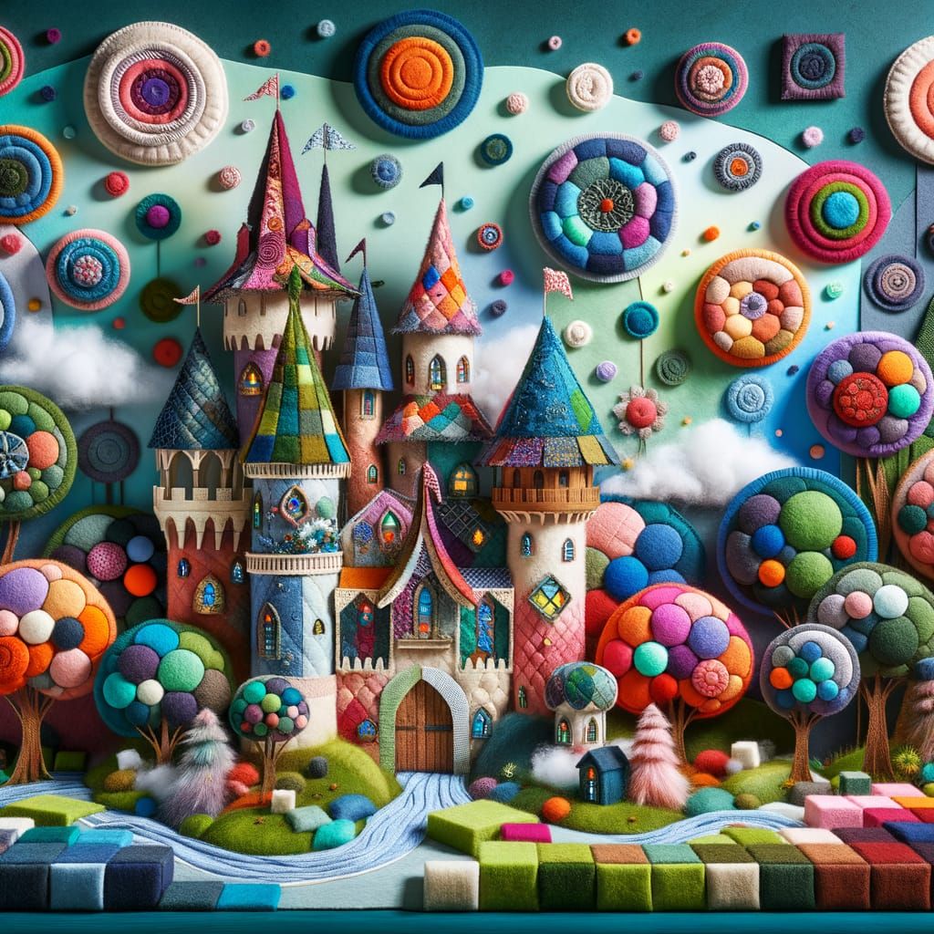 Whimsical Felt Fairytale Castle in Patchwork Style