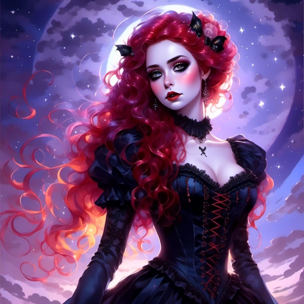 Rainbow-Haired Vampire on Greek Terrace