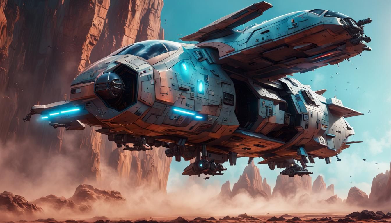 Sci-Fi VTOL Dropship in Hyperrealistic 8K