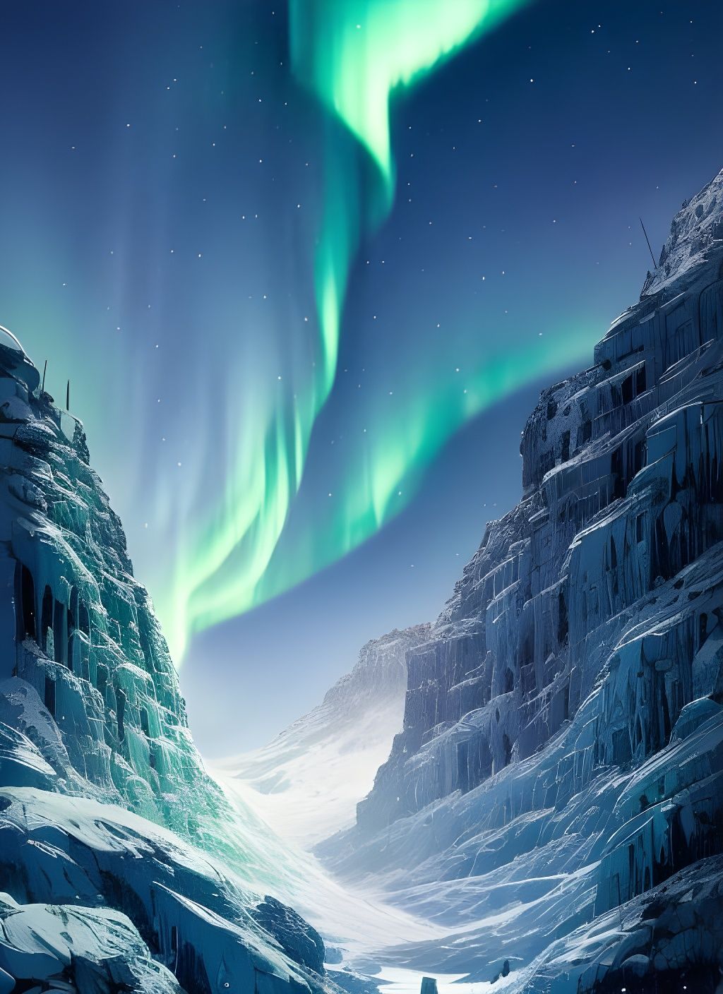 Spectacular Northern Lights Over Frozen Landscape