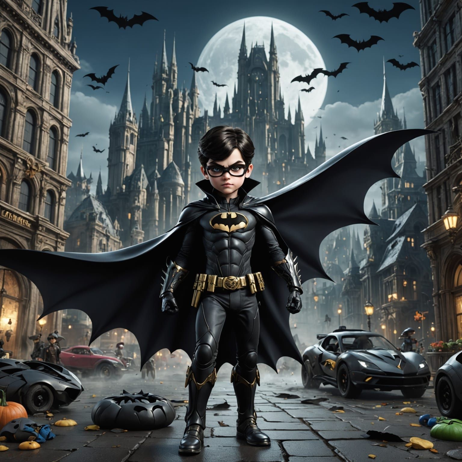 Bayonetta and Batman Offspring in Detailed Matte Painting