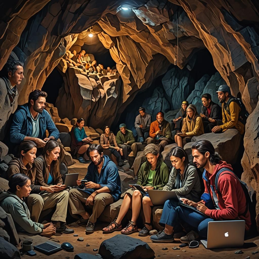 Remote Cave Meeting: Hyperrealistic Digital Art
