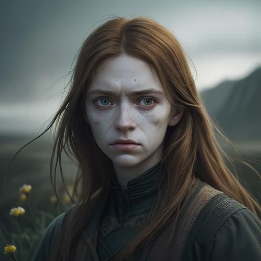 Woman with Fibromyalgia and Flowers: Detailed 3D Rendering