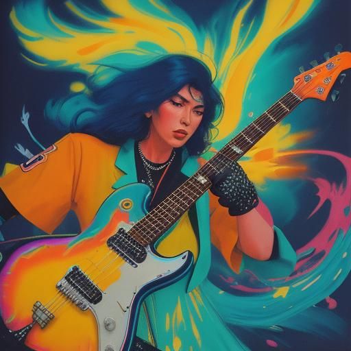 Rock Concert in Psychedelic Screen Print Style