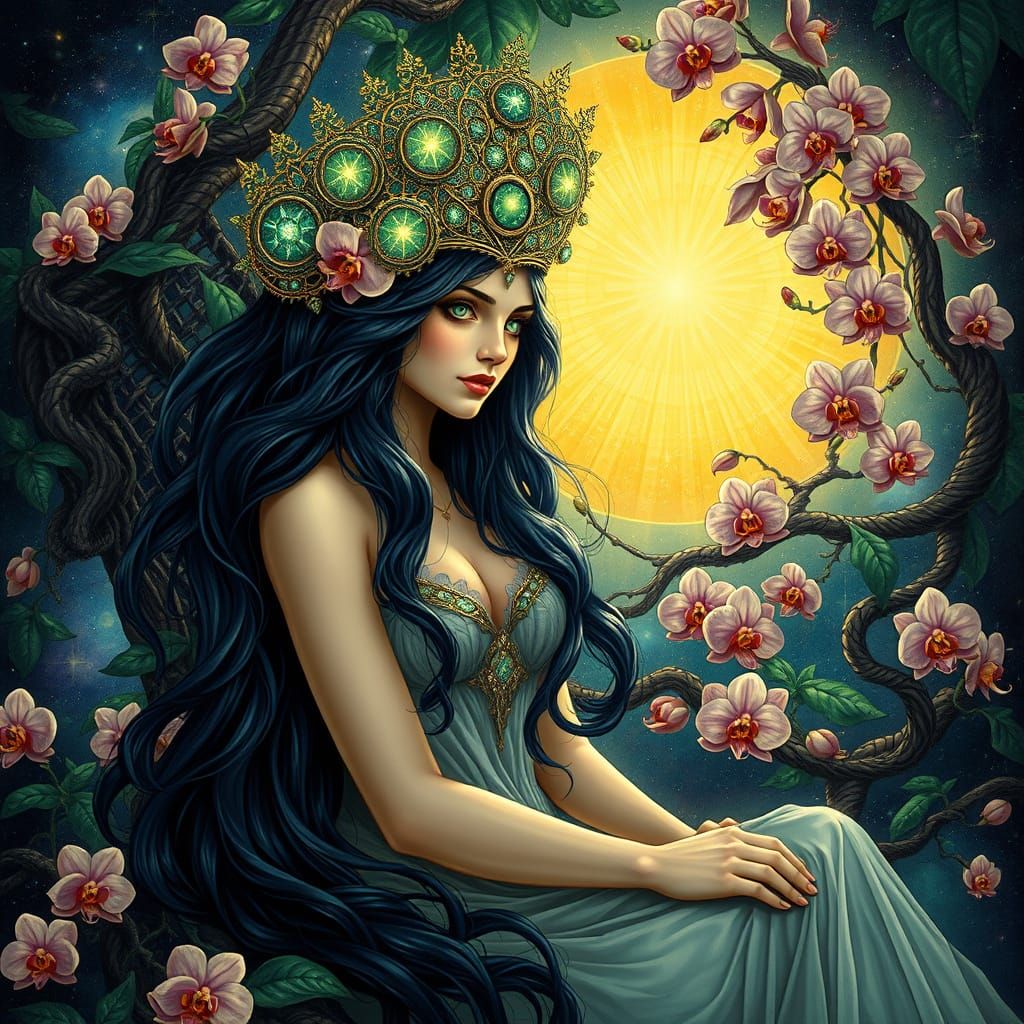 Celestial Goddess in Ethereal Bloom