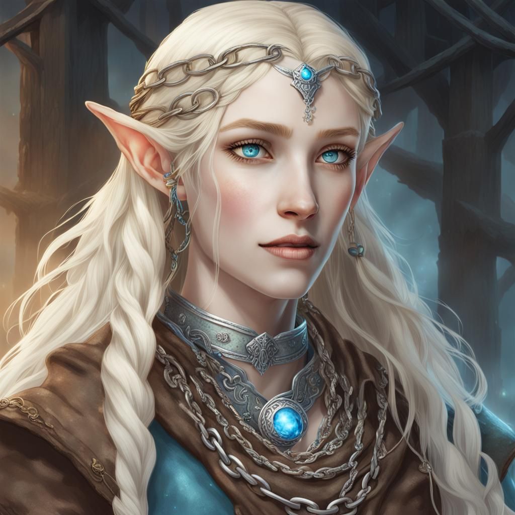 Captivating Elf Woman with Silver Collar