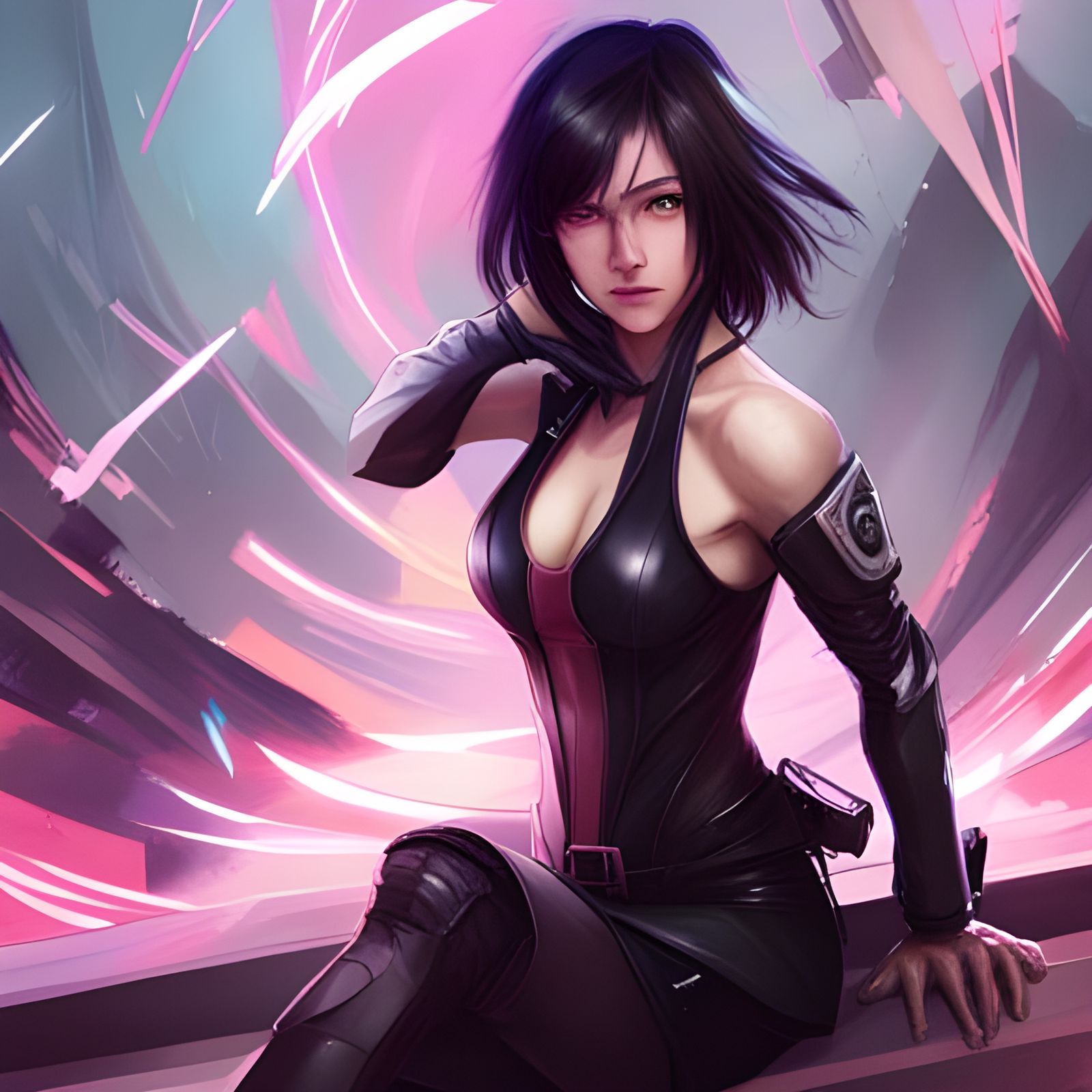 Cyberpunk Character Portrait in Ghibli Style