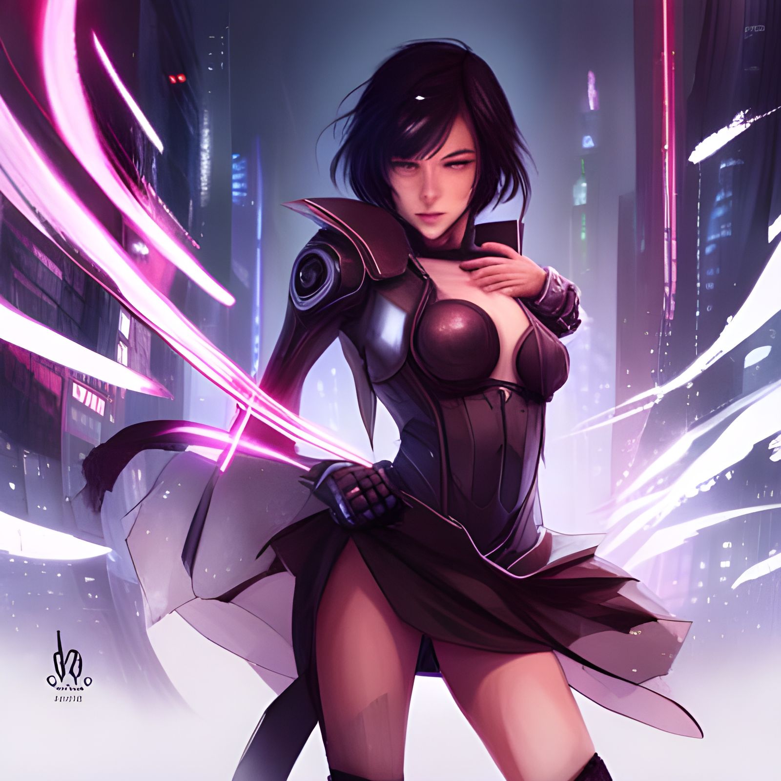 Cyberpunk Rukia Concept Art Portrait in 8k Resolution