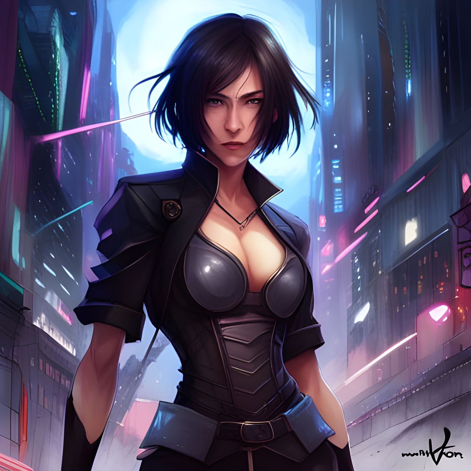 Cyberpunk Rukia Concept Art Portrait