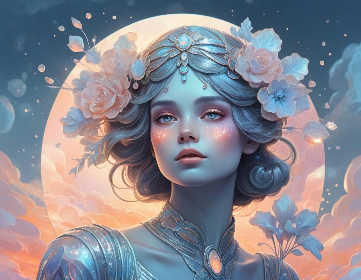 Ethereal Abstract Floral Art Nouveau with Neon Glow