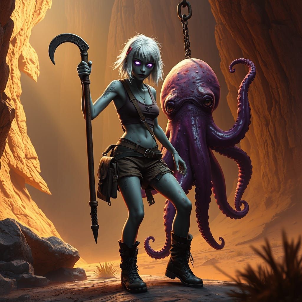 Dark Fantasy Zombie in Desert Canyon