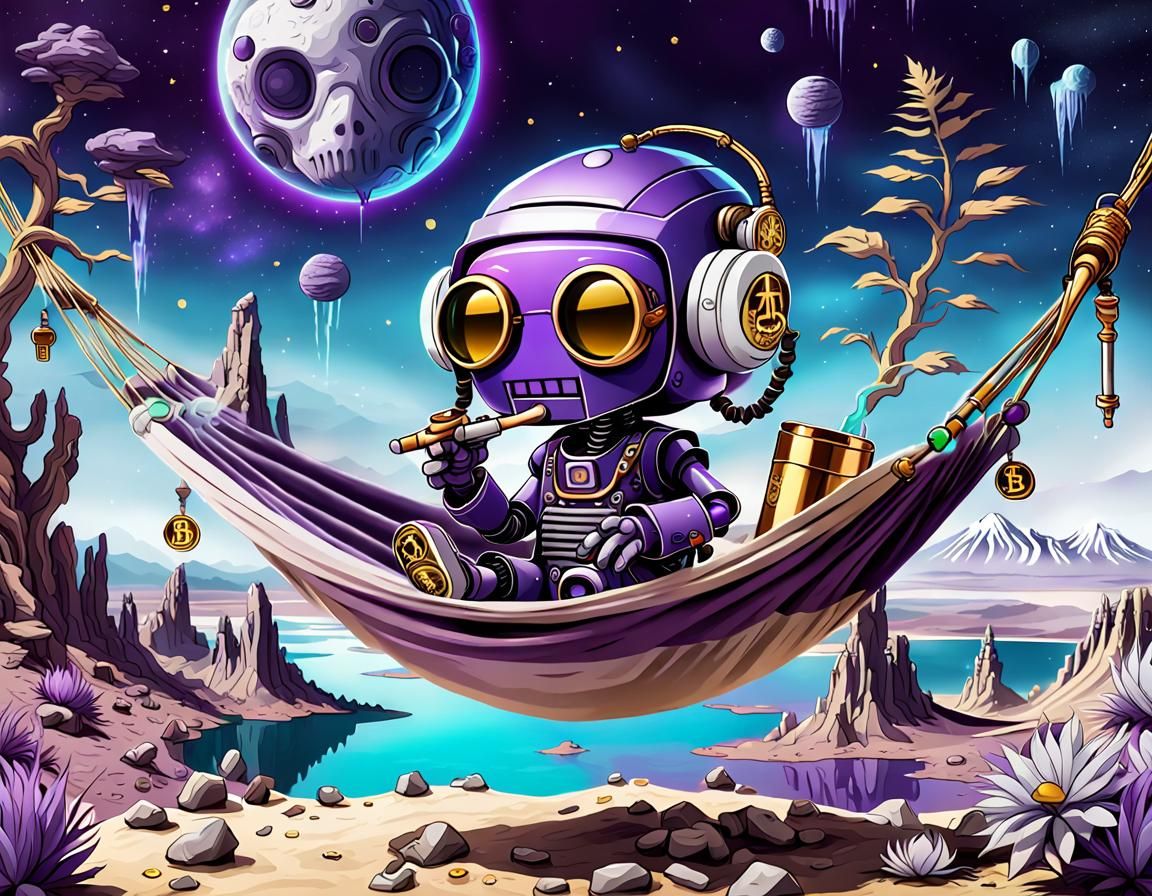 Rastafarian Chibi Robot on Alien Planet